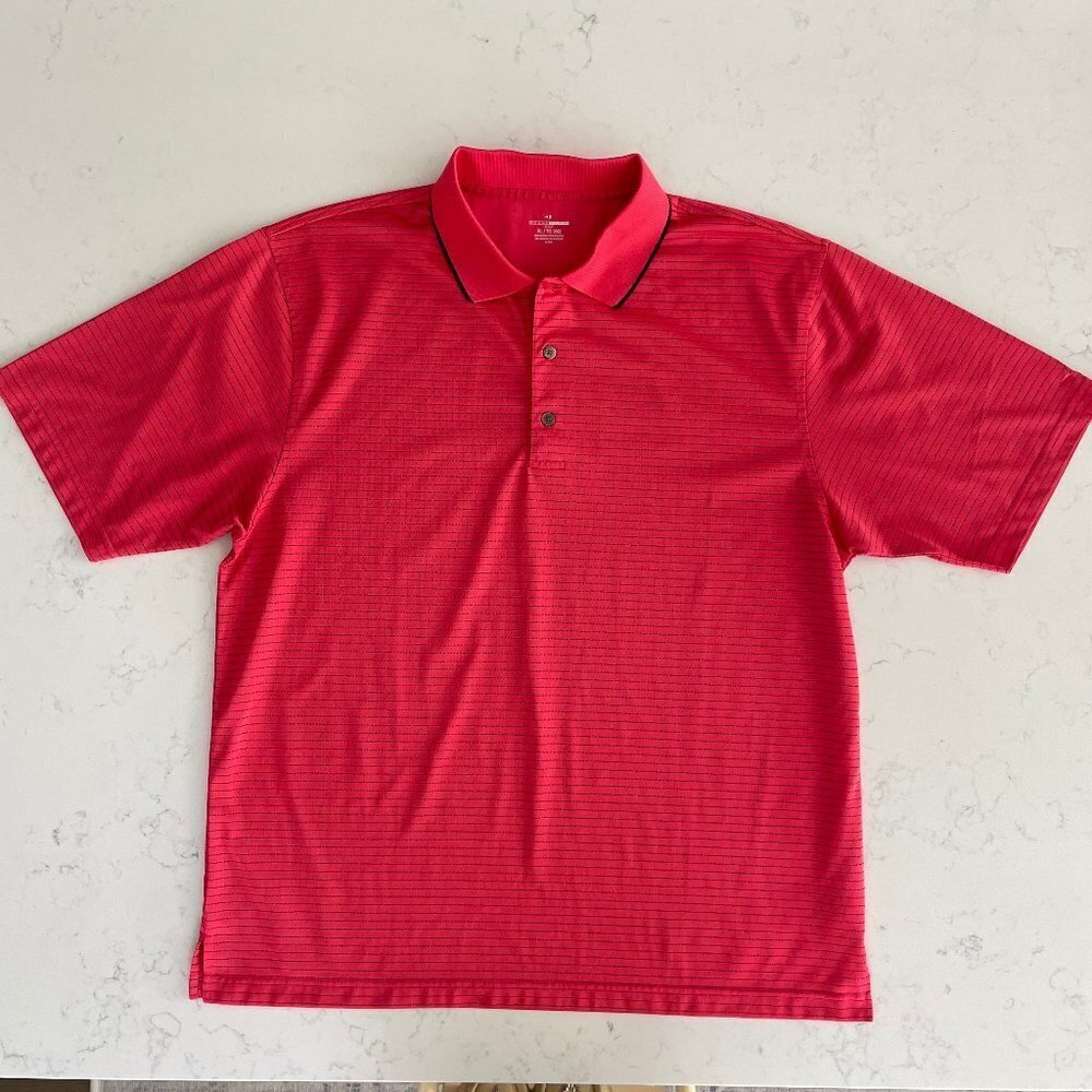 Grand Slam Golf Short Sleeve Striped Polo Polyester Shirt Red + Black Sz XL